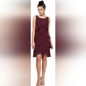 New S.L. Fashions Women's Sleeveless Chiffon Tiered Cocktail Dress Petite 12
